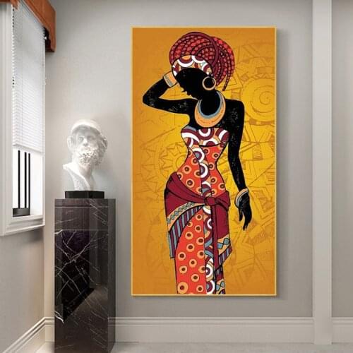 African Art Gold Dress Black Woman Scandinavian Canvas Paintings and Prints Home Decor Wall Art Picture Wall Decor Cuadros