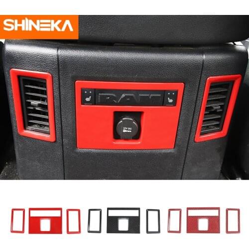 SHINEKA Interior Accessories for Dodge Ram 1500 Car Rear Air Vent Outlet Decoration Cover Stickers for Dodge Ram 1500 2010-2017