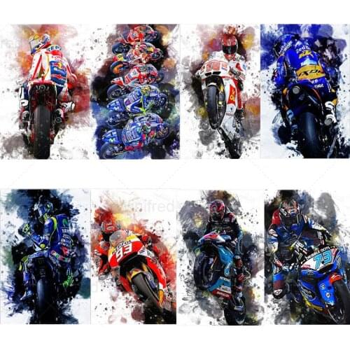5D Diamond Painting Motorcycle Racer Watercolor Diamond Mosaic DIY Full Square/Round Diamond Embroidery Cross Stitch Rhinestone