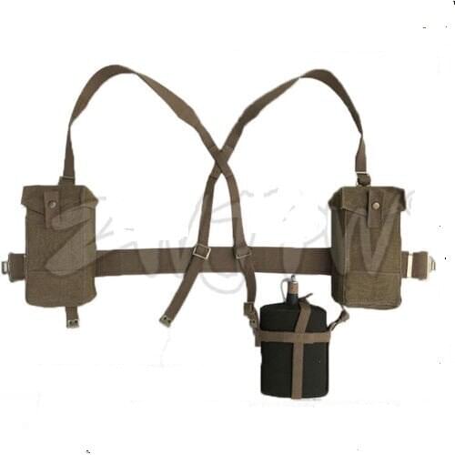 WW2 UK ARMY USMC SOLDIER P37 EQUIPMENT COMBINATION WITH STRAP BELT BAG CANTEEN SET MILITARY SOLDIER COMBINATION