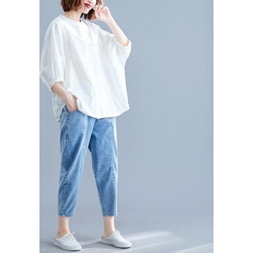White Shirts for Women 2021 Summer New Solid Batwing Sleeved Office Lady Elegant Shirts Outwear Coat Tops