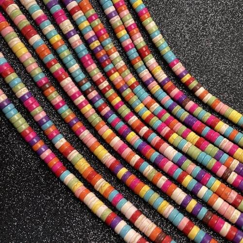 Mix Color Disc Shape Turquoises Beads Colorful Loose Beads for DIY Handwork Bracelet Necklace Jewelry Making Crafts Accessories