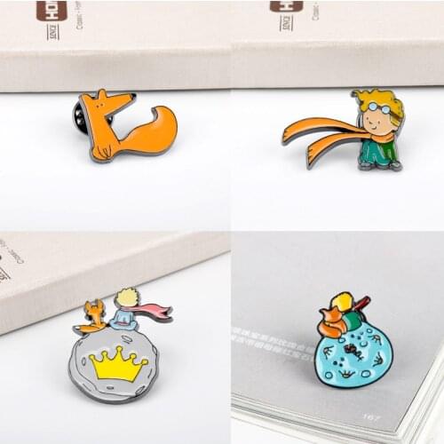 Le Petit The little prince Cute Fox Cat Brooch Cartoon Alice Raccoon Enamel Pins For Clothes Backpack Personality Pin jewelry