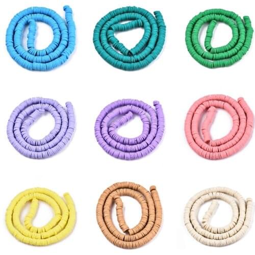 10 Strands 6mm Colorful Handmade Polymer Clay Beads Disc Round Flat Heishi Beads for Bracelet DIY Jewelry Making Crafts Supplies