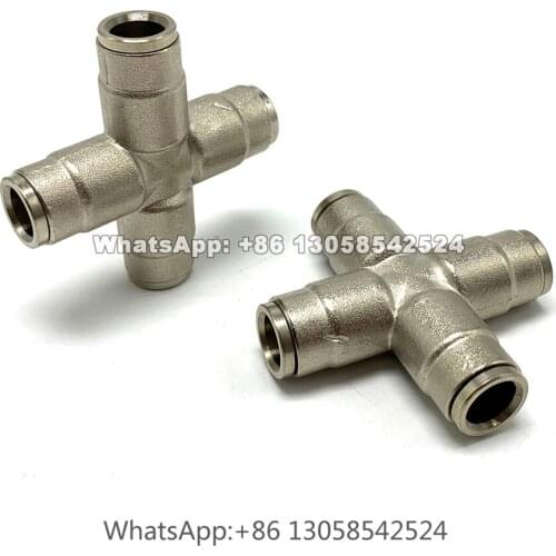 9.52mm Four-way Quick Hose Connector, Cross Connector, Quick Coupling Slip Lock for Mist Cooling System, Mist Nozzle Connector
