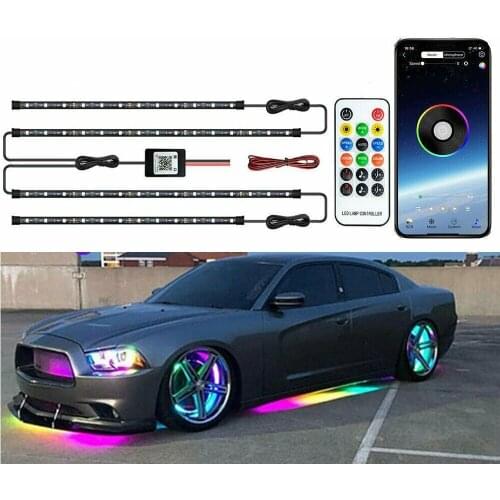 RGB Dreamcolor Led Car Underglow Light Flexible Strip Music Bluetooth APP Remote Control Car Led Neon Light Atmosphere Lamp