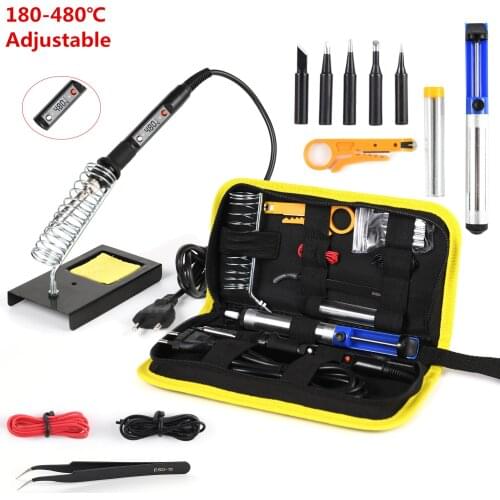 80W Electric Soldering Iron Adjustable Temperature LCD Digital Display 110V 220V Welding Solder Iron Tips Repair Rework Tool Kit