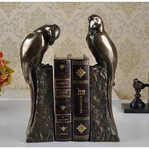 Europe and home accessories ornaments bronze parrot book by an author office den resin decorative handicrafts