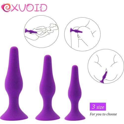 EXVOID G-spot Massager Anal Plug Vagina Anus Dilator Suction Cup Sex Shop Silicone Dildo Butt Plug Sex Toys for Women Men Gay