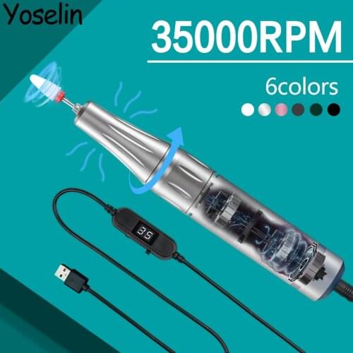 35000RPM Professional Nail Drill Handpiece Electric Nail Drill Machine Potable USB Control Nail Drill Pen For Manicure Nail Gel