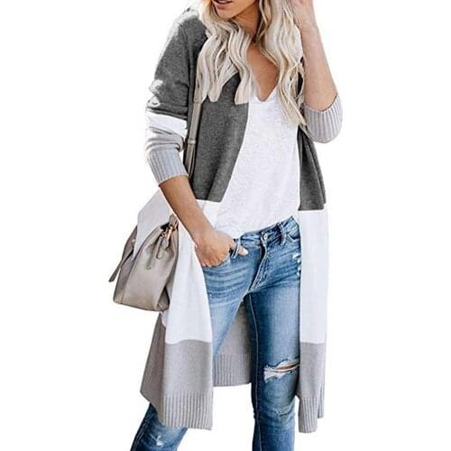 Cardigan Sweater Elegant Comfortable Clothing for Women Contrasting color knitted sweater stitching striped cardigan sweater