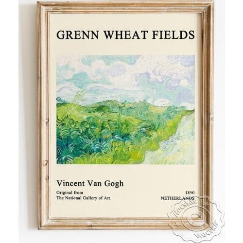 Vincent Van Gogh Exhibition Museum Poster, Green Wheat Fields Auvers Canvas Painting, Modernism Landscape Home Decor Art Prints