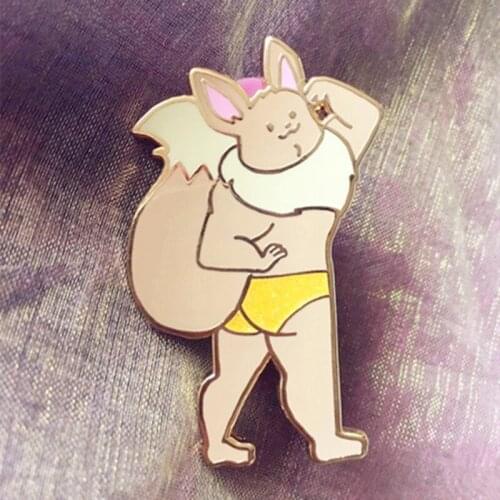 Classic Cartoon Ninetales Muscle Buff Brooch Pins Enamel Metal Badges Lapel Pin Brooches Jackets Fashion Jewelry Accessories