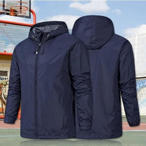 Hooded Jacket Outdoor Jackets Outwear Windproof Hooded Men Jacket Long Sleeve Solid Color Zipper Closure Jacket Coat Outerwear