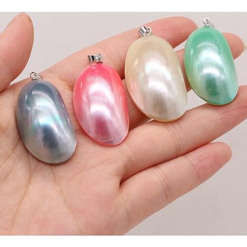 Hot Sale Natural Pink Green White Blue Shell Pendants for DIY Earring Necklace Jewelry Making Women Girls Gift Size 20x35mm