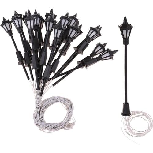 20 Pieces Miniature LED Street Lights 1:100 H0 Scale Lamp Post for Model Park Scenery Garden Landscape Decorations