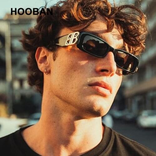 HOOBAN Fashion Small Rectangle Sunglasses Women Men Vintage Brand Designer Plastic Sun Glasses Ladies Classic Square Eyewear