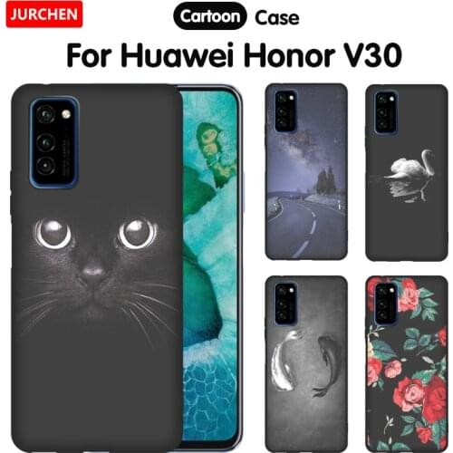 JURCHEN Soft Silicone Phone Case For Huawei Honor V30 Cases Back Covers Honor View30 V 30 TPU Cartoon For Huawei Honor View 30
