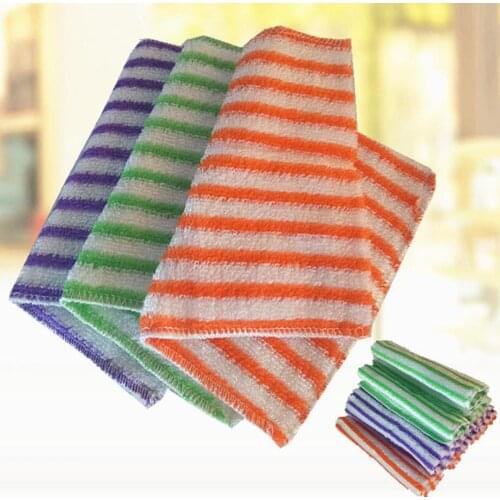 Wholesale bamboo fiber non-stick oil dish towel brush bowl cloth double thick 18*23cm 30pcs