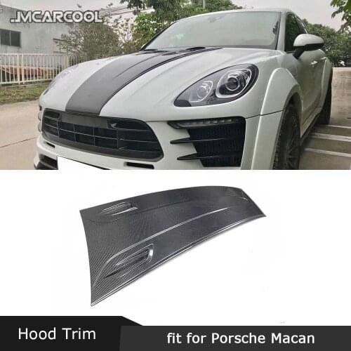 Case For Porsche Macan 2014-2018 Front Engine Hood Middle Trunk Trim Cover Carbon Fiber / FRP Bonnet Sticker Cap