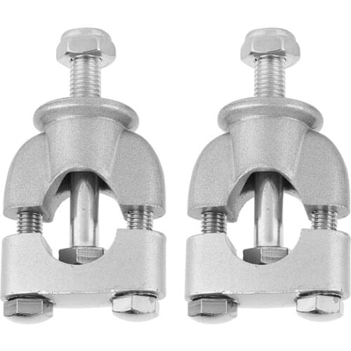 2pcs 7/8" 22mm Motorcycle Handlebar Handle Riser Bar Clamp Silver Durable