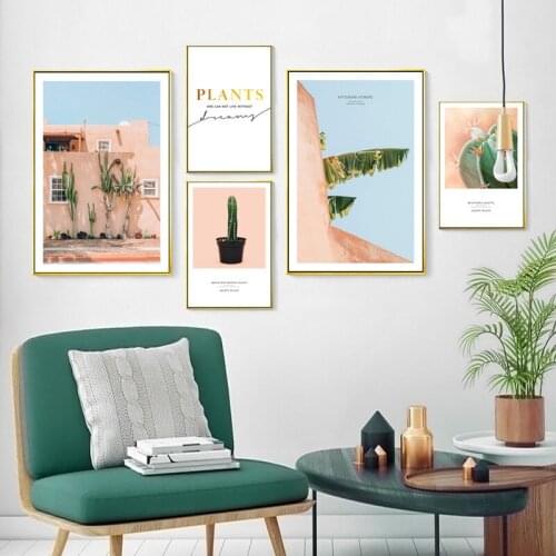 Nordic Style Plant Leaves Cactus Potted Succulent Landscape Canvas Painting Wall Picture Printing Poster Living Room Decoration