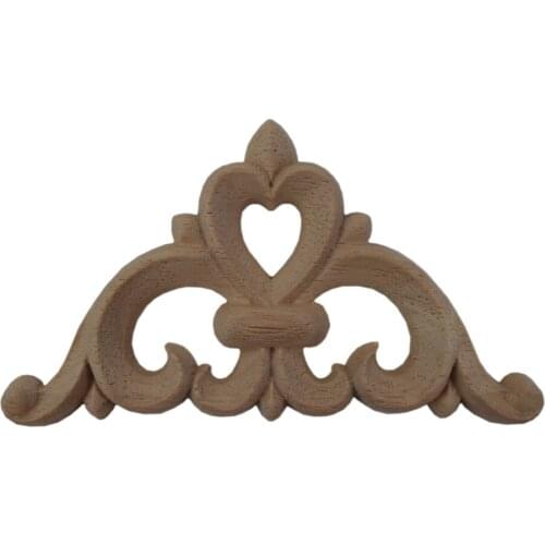 Retro Unpainted Floral Wood Carved Decal Corner Applique Frame for Home Furniture Wall Cabinet Door Decorative Mini Figures