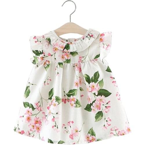 Flower Baby Dress Summer Infant Girls Clothes O-neck Sleeveless Newborns Princess 1 Year Birthday Party Clothing