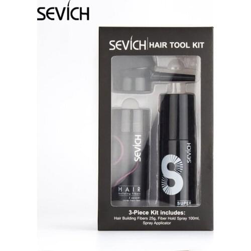 Sevich 3PCS/SET 25g Hair Fiber Spray +Applicator Nozzle100ml Hair Strong Holding Spray Wig Hair Building Fibers For Man Women