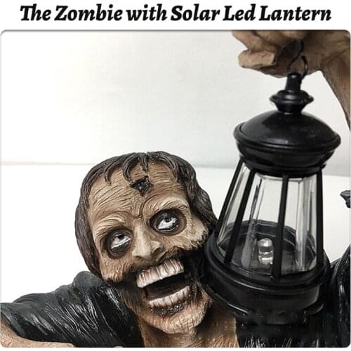 Zombie Crawling Out of Grave with Led Lantern Garden Decor Zombie Statues Horror Movie Garden Walking Dead Zombie Statue for Ou