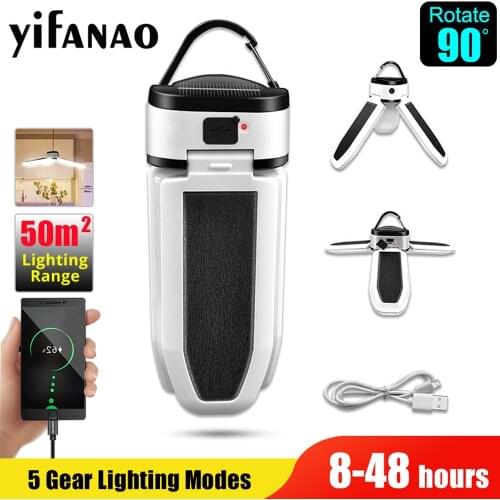 Solar LED Camping Light USB Rechargeable Bulb For Outdoor Tent Lamp Portable Lanterns Emergency Lights For BBQ Hiking Drop ship