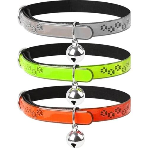 Glowing Ascesorios Para Gatos Cat Bell Cat Collar With Bell Chihuahua Pets Luminous Collar Fluorescence Paw Necklace Adjustable
