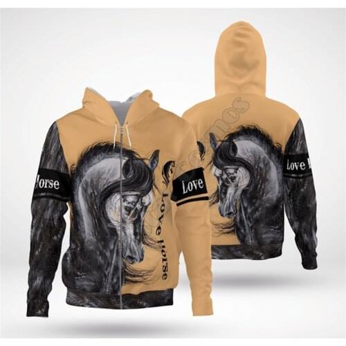 Love Horse 3D Hoodies Printed Harajuku Coat Jacket Men For Women Fashion Zipper hoodies Drop Shipping 01