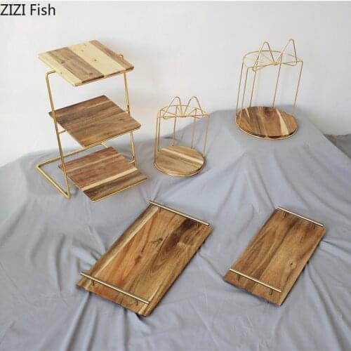 Three-tier Dessert Cake Tray Wooden Dinner Plate Household Bread Dish Tableware Platter Restaurant Hotel Refreshments Dishes