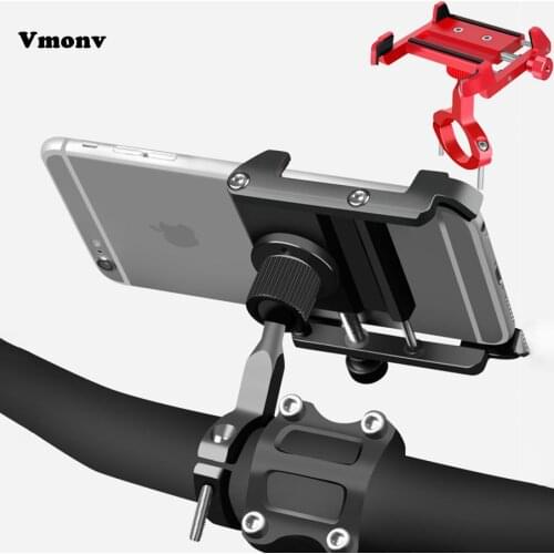 Vmonv Aluminum Motorcycle Bicycle Phone Holder 360 Rotation For iPhone 8 X Universal Bike Mobile Phone GPS Mount Handlebar Stand