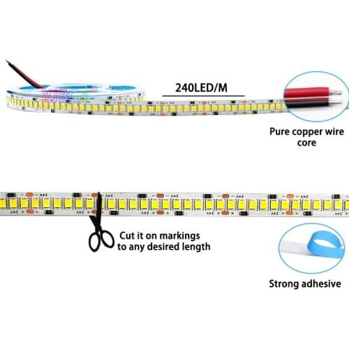 High Bright DC12V 5m 120 LEDs/M 240 LEDs/M 2835 SMD LED Strip Light White/Warm White/Red/Green/Blue Flexible Lamp Tape IP20/IP65