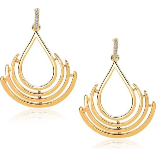 Low Fashion 2019 Chic Gold Color Lotus Stud Earings Austrian Crystal Womens Earrings Branded Earrings Wedding Jewelry SER150011