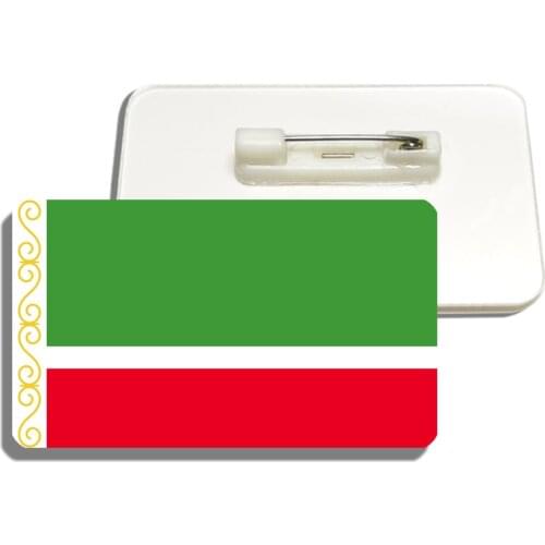 Chechnya Flag Brooch Acrylic Chechen National Flag Pin For Backpacks Hat Shirt Clothes Patriotic Badge