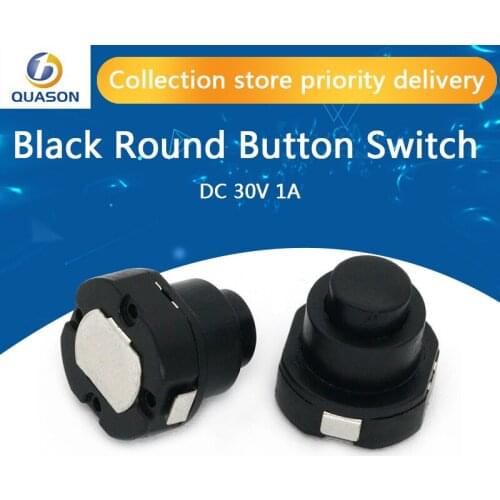 10PCS a lot Flashlight Torch Part Round Push Button Switch Black DC 30V 1A 10mm x 10mm (D*H)
