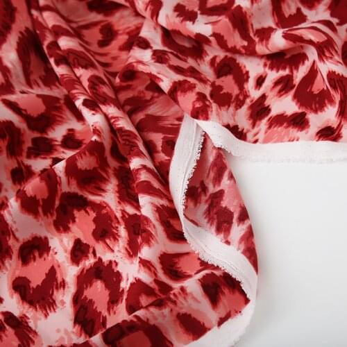 145cm*100cm designer fabric Spring and summer new digital printing red leopard print fashion dress handmade fabric