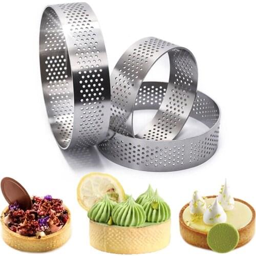 2/5/10Pcs Circular Tart Ring Tartlet Cake Fruit Pie Mousse Molds Cookies Pastry Circle Cutter Perforated Kitchen Baking Mould