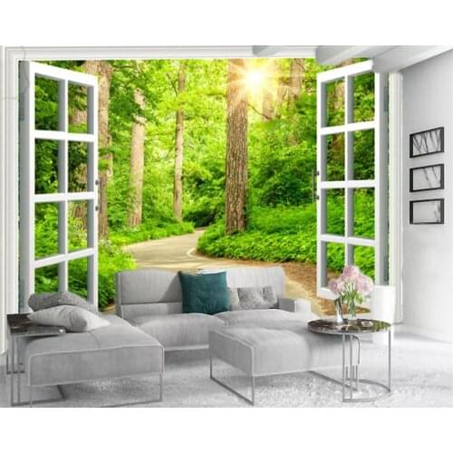 3d Wallpaper Living Room scenery of the fresh and verdant green woods is customized with romantic HD silk wall coverings