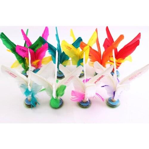 40pcs kicking shuttlecock game training shuttlecock goose feather natural rubber sole Kikbo Kick Shuttlecocks China Jianzi