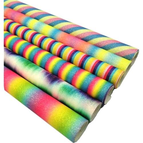 50*138cm PU Rainbow Glitter Faux Leather Fabric for Bags Shoes Bow DIY Craft Handmade