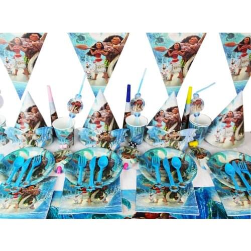 82pc Moana Birthday Party Decoration Supplies Kids Baby Shower Tableware Tablecloth Cups Plates Banner Favors Event Decor Gift