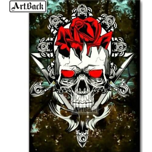 New 5D Diamond Painting Skull Pattern Full Square Mosaic 3d Sticker Diamond Embroidered Home Decoration Artwork