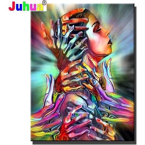 DIY 5d Diamond Painting Mosaic Abstraction of Colours Seeker Girl Full Square Round Diamond Embroidery Wall Art Rhinestone Photo