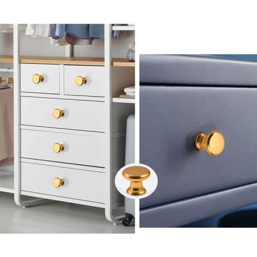 Freeshipping Aluminum Golden Small Handle Round Door Wardrobe Cupboard Cabinet Single Hole Handle