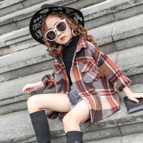 Blouses Baby Girl 2020Autumn Cotton Shirt for Teens Kids Plaid Blouse Big Size 4 6 8 10 12 14 16 Years Girl Clothes Tenages