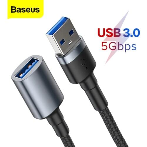 Baseus 5Gbps USB 3.0 Extension Cable Type A Male to Female USB A Extender Cable For SSD Case Smart TV PS5 USB-A Data Wire Cord